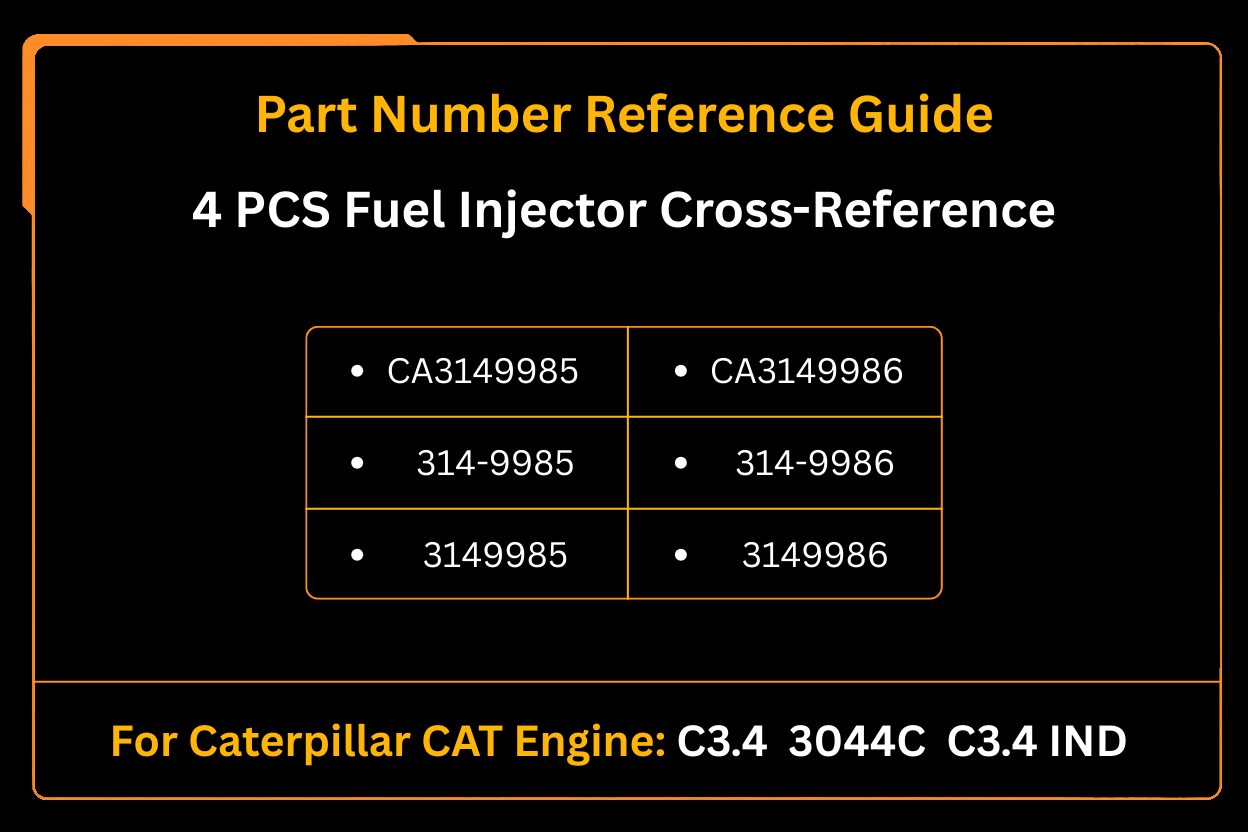 4 PCS Fuel Injector 314 - 9985 3149985 Fits for Caterpillar CAT Engine C3.4 3044C Loader 908H 289C 279C 287C 277C 262C 256C - Fab Heavy Parts