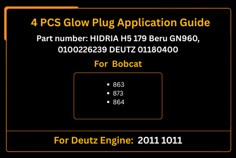 4 PCS Glow Plug 01180400 0100226239 For Deutz 2011 1011 Aftermarket Replacement For Bobcat 863 873 864 - Fab Heavy Parts