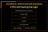 4 PCS LED Flashing Cab Light AR60250 Fits for John Deere 4040 4240 4440 4640 4840 4030 4230 4430 4630 - Fab Heavy Parts