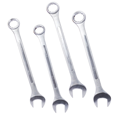 4 Piece Jumbo Combination Wrench Set SAE Chrome Plated with Storage Bag 2 - 1/8 2 - 1/4 2 - 3/8 2 - 1/2 - Inch - Fab Heavy Parts