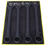 4 Piece Jumbo Combination Wrench Set SAE with Storage Bag Black Oxide 2 - 1/8 2 - 1/4 2 - 3/8 2 - 1/2 - inch - Fab Heavy Parts
