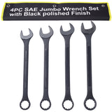 4 Piece Jumbo Combination Wrench Set SAE with Storage Bag Black Oxide 2 - 1/8 2 - 1/4 2 - 3/8 2 - 1/2 - inch - Fab Heavy Parts