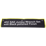 4 Piece Jumbo Combination Wrench Set SAE with Storage Bag Black Oxide 2 - 1/8 2 - 1/4 2 - 3/8 2 - 1/2 - inch - Fab Heavy Parts