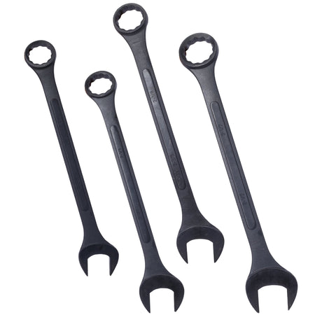 4 Piece Jumbo Combination Wrench Set SAE with Storage Bag Black Oxide 2 - 1/8 2 - 1/4 2 - 3/8 2 - 1/2 - inch - Fab Heavy Parts