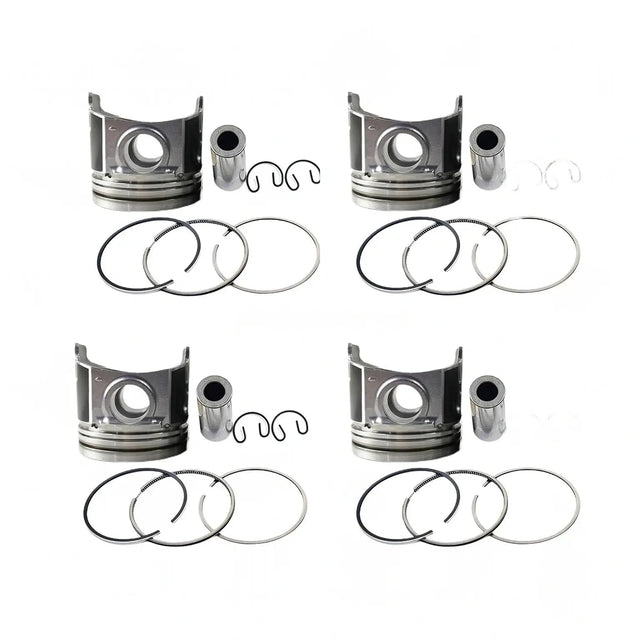 4 Piece Piston Kit 1J701-21112 for Kubota Engine V2607 - Fab Heavy Parts