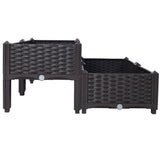 4 Piece Raised Garden Bed with Legs Self - Watering Planter Box to Grow Flowers Herbs Vegetables - Brown - Fab Heavy Parts
