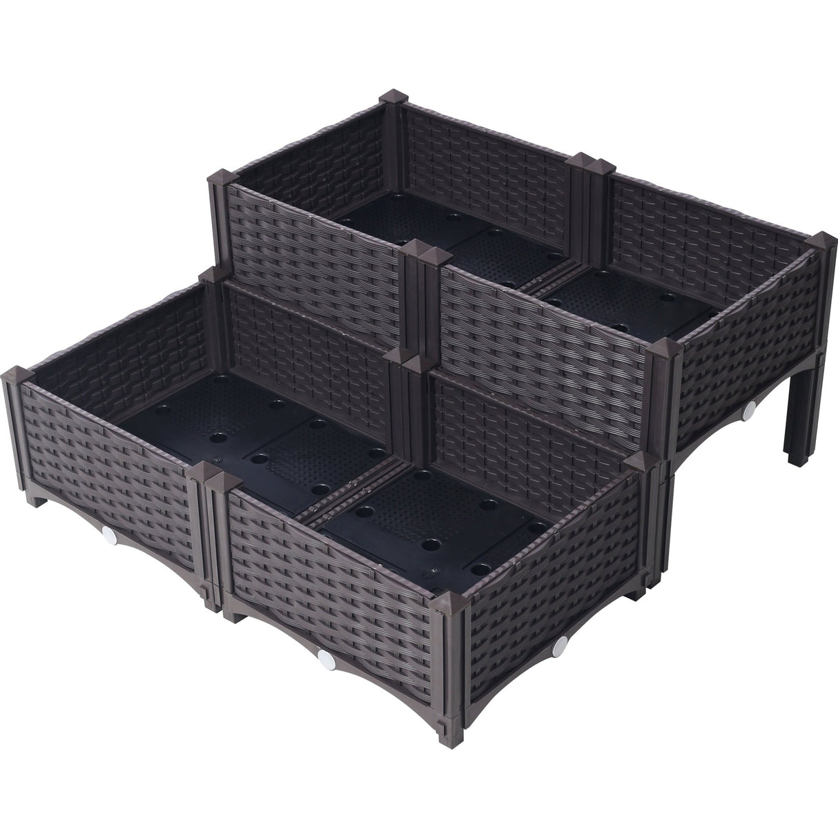 4 Piece Raised Garden Bed with Legs Self - Watering Planter Box to Grow Flowers Herbs Vegetables - Brown - Fab Heavy Parts