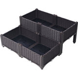 4 Piece Raised Garden Bed with Legs Self - Watering Planter Box to Grow Flowers Herbs Vegetables - Brown - Fab Heavy Parts
