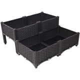 4 Piece Raised Garden Bed with Legs Self - Watering Planter Box to Grow Flowers Herbs Vegetables - Brown - Fab Heavy Parts