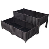 4 Piece Raised Garden Bed with Legs Self - Watering Planter Box to Grow Flowers Herbs Vegetables - Brown - Fab Heavy Parts