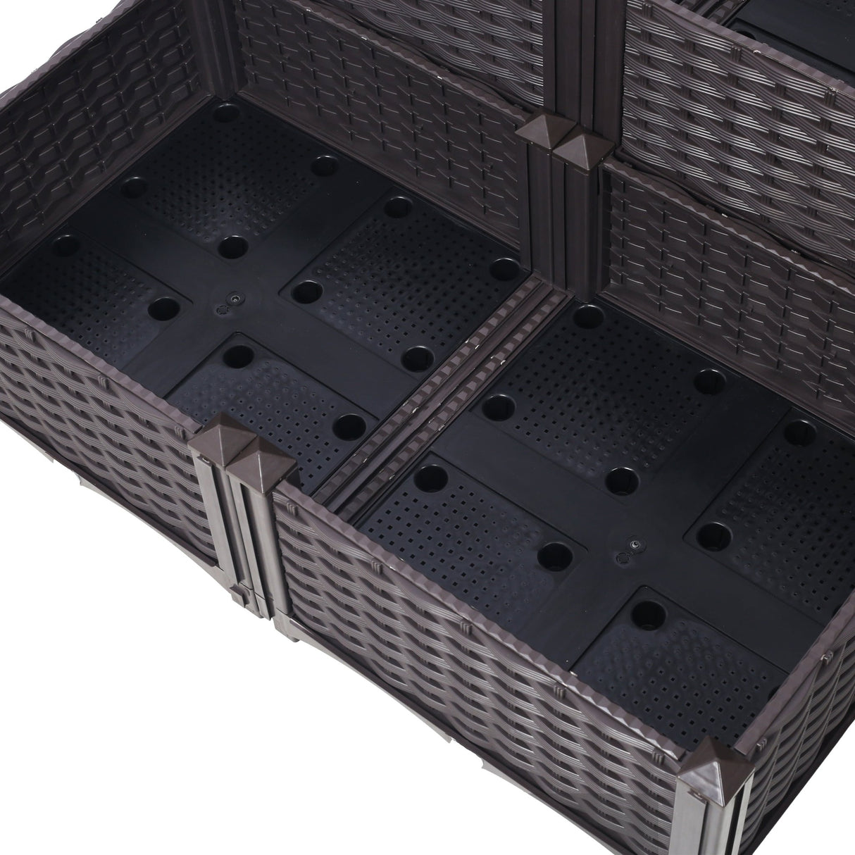 4 Piece Raised Garden Bed with Legs Self - Watering Planter Box to Grow Flowers Herbs Vegetables - Brown - Fab Heavy Parts