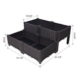 4 Piece Raised Garden Bed with Legs Self - Watering Planter Box to Grow Flowers Herbs Vegetables - Brown - Fab Heavy Parts