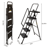 4 - Step Ladder Folding Step Stool with Non - Slip Wide Pedals Soft Handle Non - Slip Feet Sturdy Steel Construction 440 lbs Capacity - Fab Heavy Parts