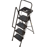 4 - Step Ladder Folding Step Stool with Non - Slip Wide Pedals Soft Handle Non - Slip Feet Sturdy Steel Construction 440 lbs Capacity - Fab Heavy Parts
