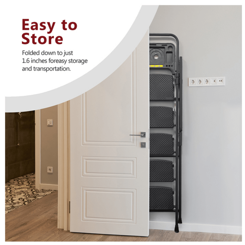 4 - Step Ladder Folding Step Stool with Non - Slip Wide Pedals Soft Handle Non - Slip Feet Sturdy Steel Construction 440 lbs Capacity - Fab Heavy Parts