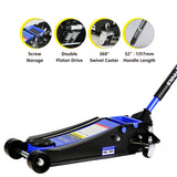 4 Ton Low Profile Heavy - Duty Steel Racing Floor Jack with Dual Piston Quick Lift Pump Lifting Range 4" - 21" - Fab Heavy Parts