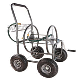 4 Wheels Portable Water Hose Reel Cart with Storage Basket Heavy Duty Steel - Fab Heavy Parts