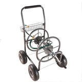4 Wheels Portable Water Hose Reel Cart with Storage Basket Heavy Duty Steel - Fab Heavy Parts