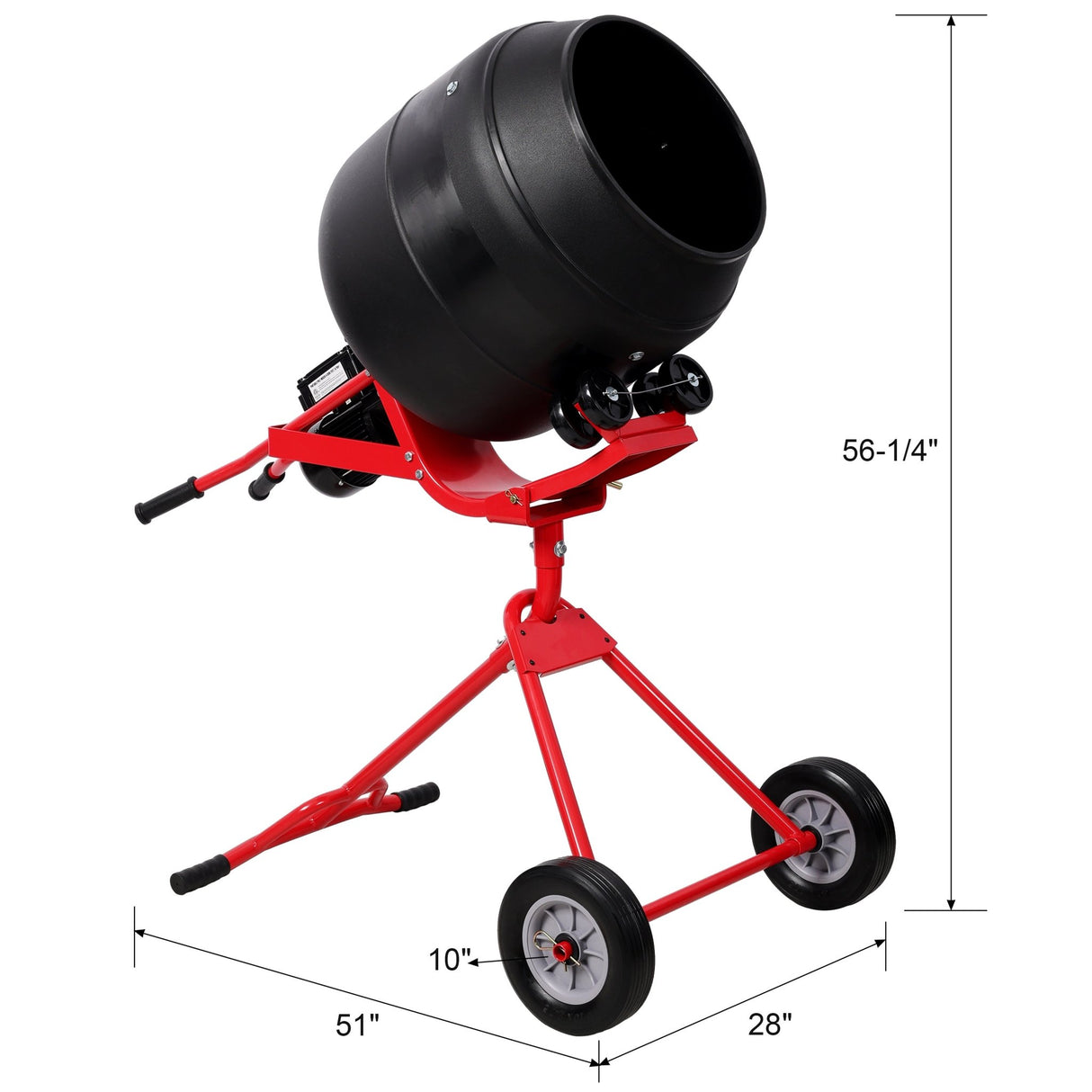4.0 CUFT/110V Portable Electric Concrete Mixer Heavy Duty Power Cement Mixing Machine for Mortar Poly Drum 110V/60Hz ETL Certificated - Fab Heavy Parts