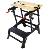 Multifunctional Portable Foldable Workbench Holds Up to 550 Lbs with Adjustable Jaws Vertical Clamping and Four Adjustable Rotating Pins