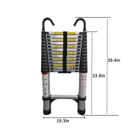 4.1 - Meter Telescopic Ladder Aluminum Non Slip Feet Maximum Capacity of 300 Lbs - Fab Heavy Parts
