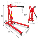4400 lbs Folding Hydraulic Engine Hoist with Lever Heavy Duty with 6 Iron Caster Wheels - Fab Heavy Parts