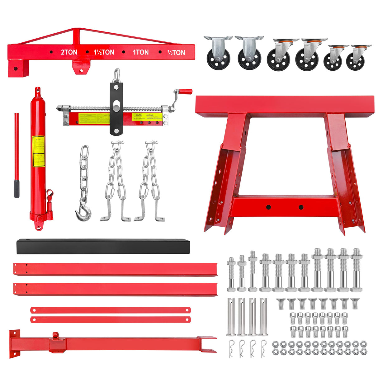 4400 lbs Folding Hydraulic Engine Hoist with Lever Heavy Duty with 6 Iron Caster Wheels - Fab Heavy Parts