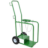 440lbs Capacity Cylinder Cart Welding Cylinder Hand Truck Large Dual Oxygen Tank - Green - Fab Heavy Parts