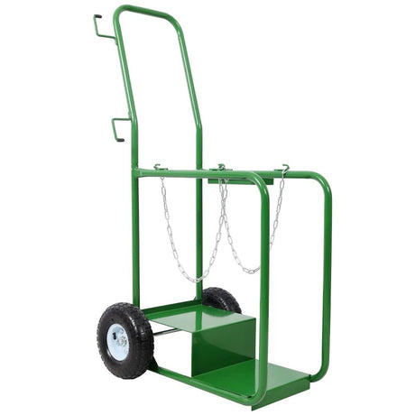 440lbs Capacity Cylinder Cart Welding Cylinder Hand Truck Large Dual Oxygen Tank - Green - Fab Heavy Parts