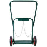 440lbs Capacity Cylinder Cart Welding Hand Truck Large Dual Oxygen Tank Dolly With 10 - Inch Solid Rubber Wheels - Green - Fab Heavy Parts
