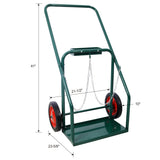440lbs Capacity Cylinder Cart Welding Hand Truck Large Dual Oxygen Tank Dolly With 10 - Inch Solid Rubber Wheels - Green - Fab Heavy Parts