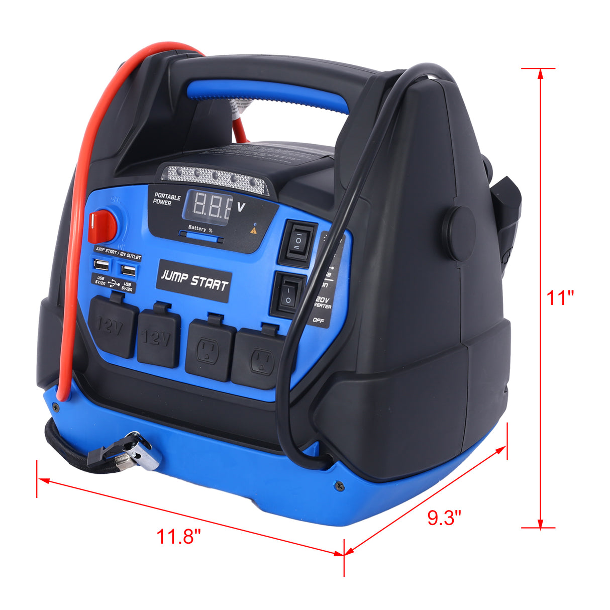 Rechargeable Jump Starter 1800 Amps with Air Compressor 12V DC USB Power Station