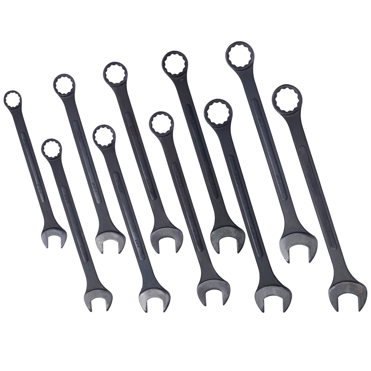 10 PCS SAE Jumbo Combination Wrench Set Extra Large Black-Oxide 1-5/16" - 2" kasama ang Pouch