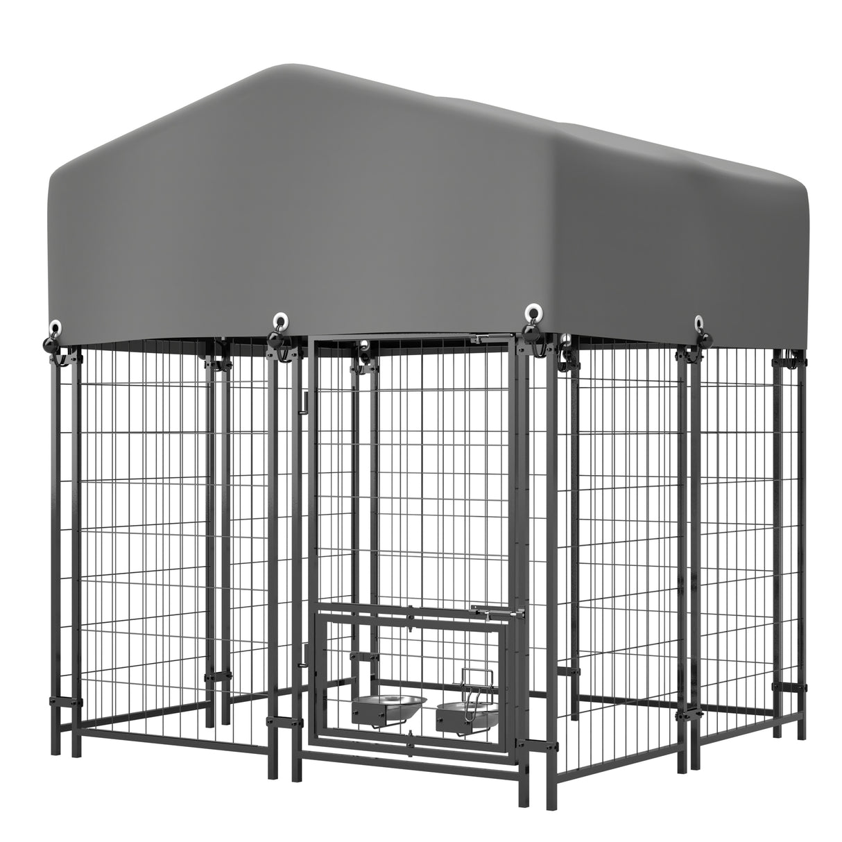 Outdoor Dog Kennel 4.23'x3.83'x4.83' with Roof Heavy Duty Welded Wire Crate All-Weather Protection & Safe Lock Design for Dogs and Pets