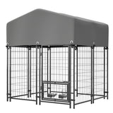 Outdoor Dog Kennel 4.23'x3.83'x4.83' with Roof Heavy Duty Welded Wire Crate All-Weather Protection & Safe Lock Design for Dogs and Pets