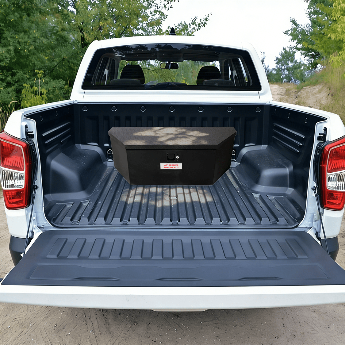 46“X18”X14.5“ Trailer Tongue Box with Lock and Keys Heavy Duty Steel 6.7 CUFT Capacity - Black - Fab Heavy Parts