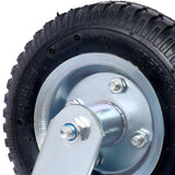 2PCS 8IN Pneumatic Tire Caster Wheel Swivel Plate Steel Hub with Ball Bearings 5/8-Inch Bore Centered Axle Black