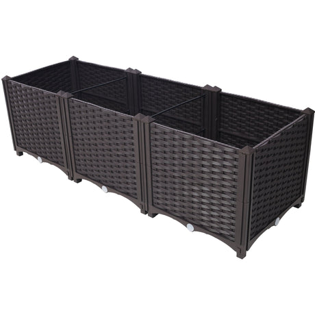 47.2" L X 15.7" D X 14.7" H Deep Raised Garden Bed Plastic Planter Boxes for Vegetables Flowers Herbs and Succulents Self - Watering Raised - Brown - Fab Heavy Parts