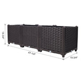47.2" L X 15.7" D X 14.7" H Deep Raised Garden Bed Plastic Planter Boxes for Vegetables Flowers Herbs and Succulents Self - Watering Raised - Brown - Fab Heavy Parts
