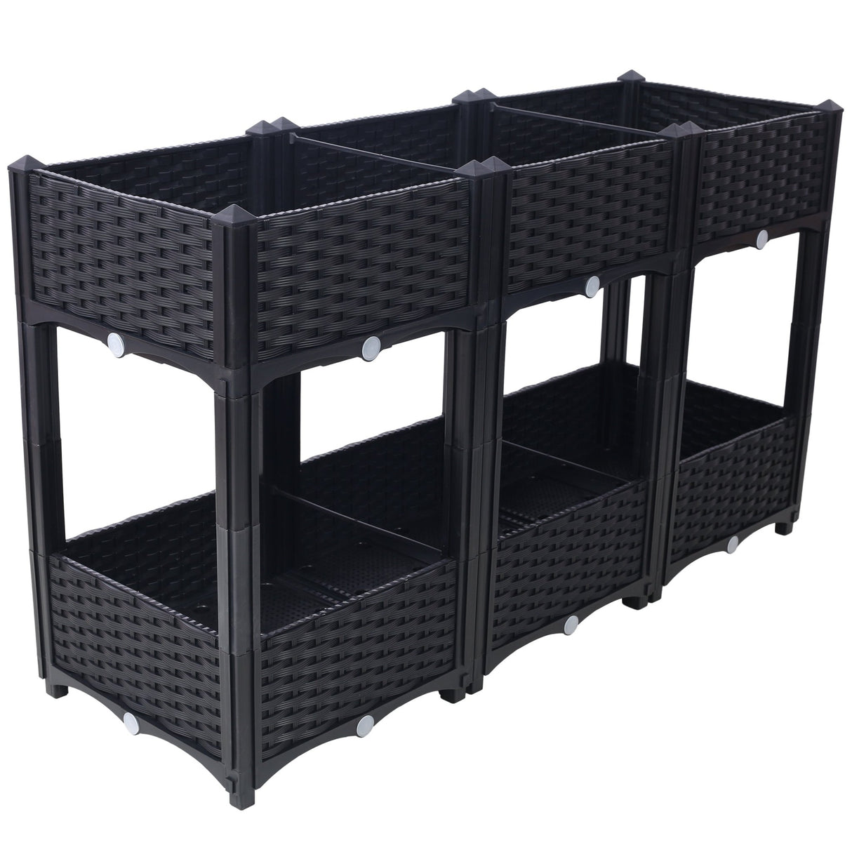 47.2"x15.7"x27.7" Elevated Planter Garden Box with Drainage Plug Raised Beds for Vegetable/Flower/Herb Outdoor Standing Gardening Kit - Black - Fab Heavy Parts