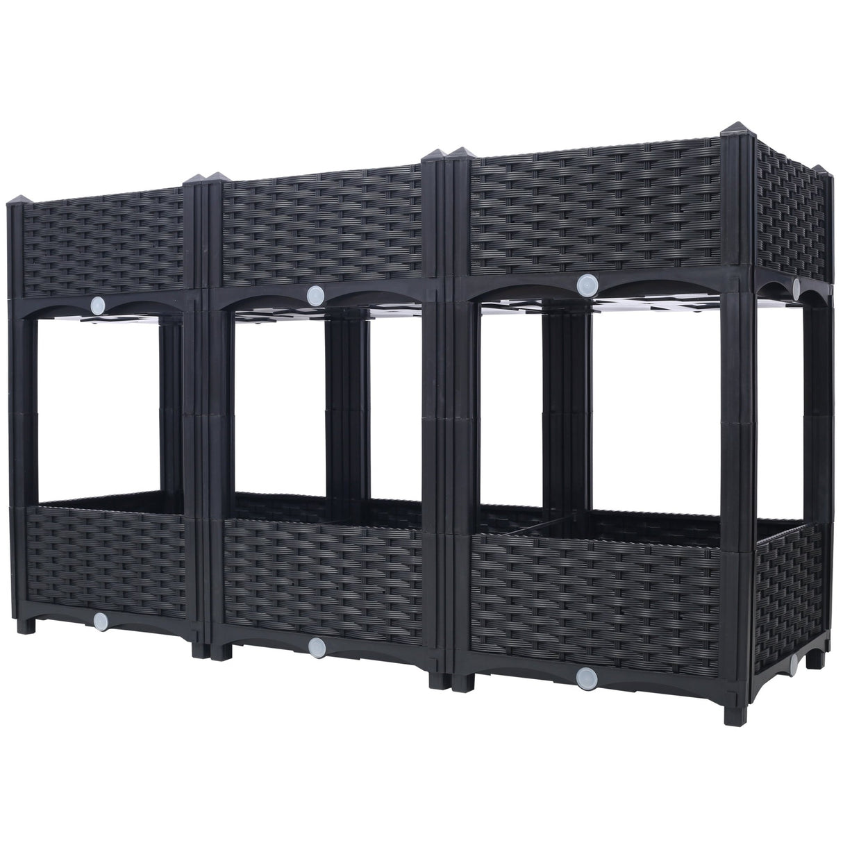 47.2"x15.7"x27.7" Elevated Planter Garden Box with Drainage Plug Raised Beds for Vegetable/Flower/Herb Outdoor Standing Gardening Kit - Black - Fab Heavy Parts