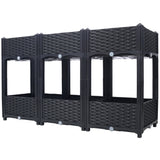 47.2"x15.7"x27.7" Elevated Planter Garden Box with Drainage Plug Raised Beds for Vegetable/Flower/Herb Outdoor Standing Gardening Kit - Black - Fab Heavy Parts