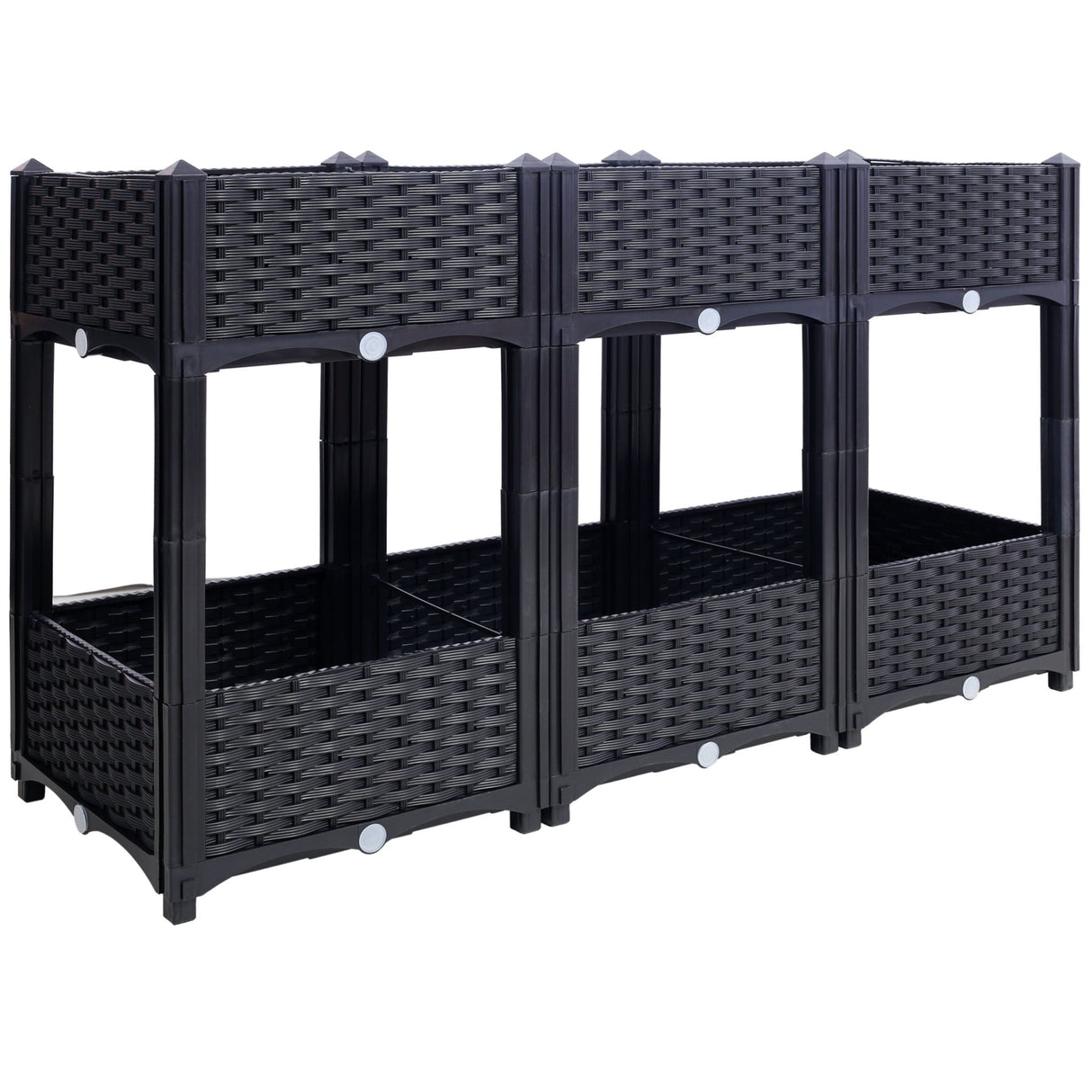 47.2"x15.7"x27.7" Elevated Planter Garden Box with Drainage Plug Raised Beds for Vegetable/Flower/Herb Outdoor Standing Gardening Kit - Black - Fab Heavy Parts