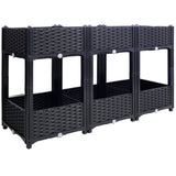 47.2"x15.7"x27.7" Elevated Planter Garden Box with Drainage Plug Raised Beds for Vegetable/Flower/Herb Outdoor Standing Gardening Kit - Black - Fab Heavy Parts