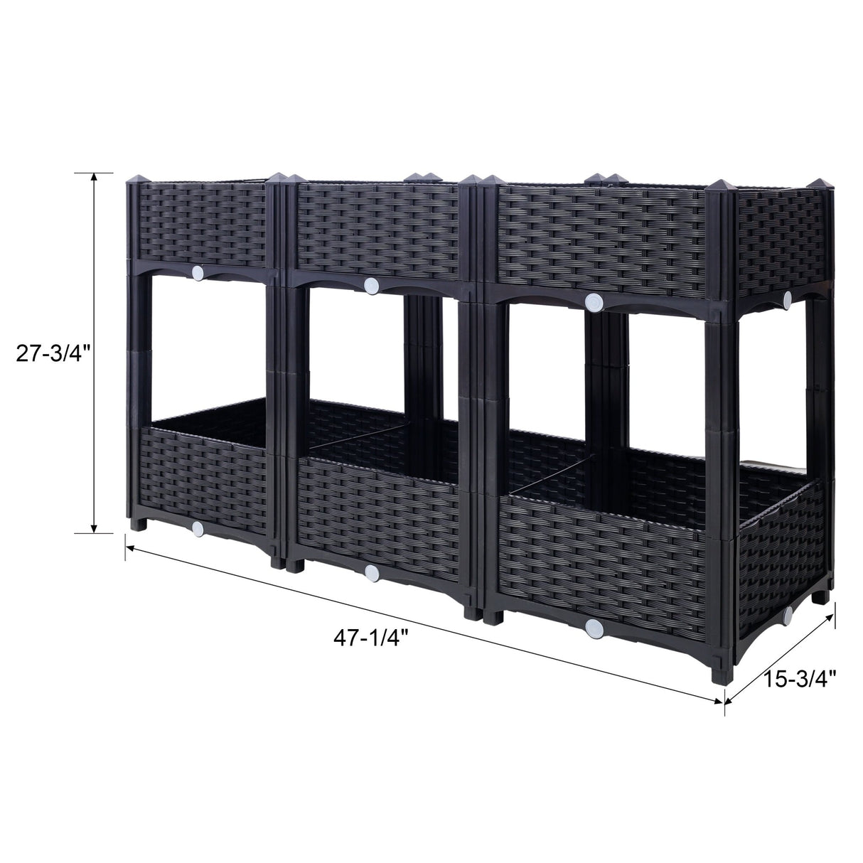 47.2"x15.7"x27.7" Elevated Planter Garden Box with Drainage Plug Raised Beds for Vegetable/Flower/Herb Outdoor Standing Gardening Kit - Black - Fab Heavy Parts