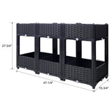 47.2"x15.7"x27.7" Elevated Planter Garden Box with Drainage Plug Raised Beds for Vegetable/Flower/Herb Outdoor Standing Gardening Kit - Black - Fab Heavy Parts