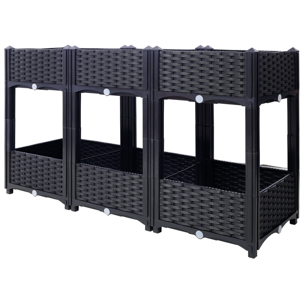 47.2"x15.7"x27.7" Elevated Planter Garden Box with Drainage Plug Raised Beds for Vegetable/Flower/Herb Outdoor Standing Gardening Kit - Black - Fab Heavy Parts