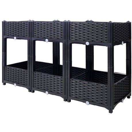 47.2"x15.7"x27.7" Elevated Planter Garden Box with Drainage Plug Raised Beds for Vegetable/Flower/Herb Outdoor Standing Gardening Kit - Black - Fab Heavy Parts