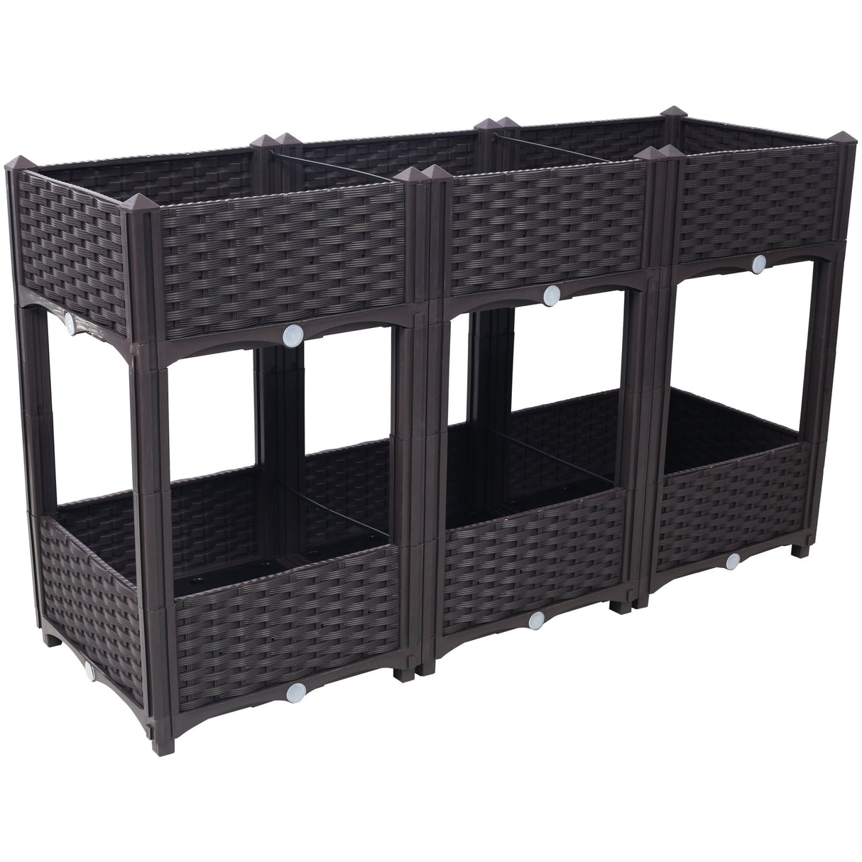 47.2"x15.7"x27.7" Elevated Planter Garden Box with Drainage Plug Raised Beds for Vegetable/Flower/Herb Outdoor Standing Gardening Kit - Brown - Fab Heavy Parts