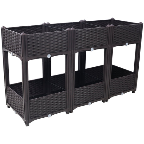 47.2"x15.7"x27.7" Elevated Planter Garden Box with Drainage Plug Raised Beds for Vegetable/Flower/Herb Outdoor Standing Gardening Kit - Brown - Fab Heavy Parts